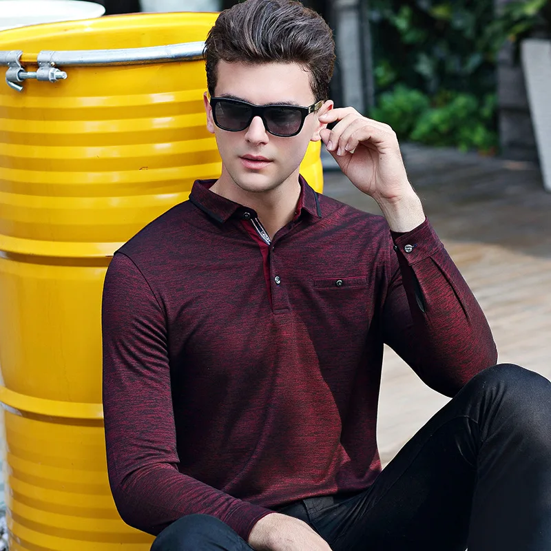 

2018 Spring Plus Size M-3XL Solid color Men Polo Long sleeve Polo shirt Casual Polo Shirts winter men's polo shirt brand