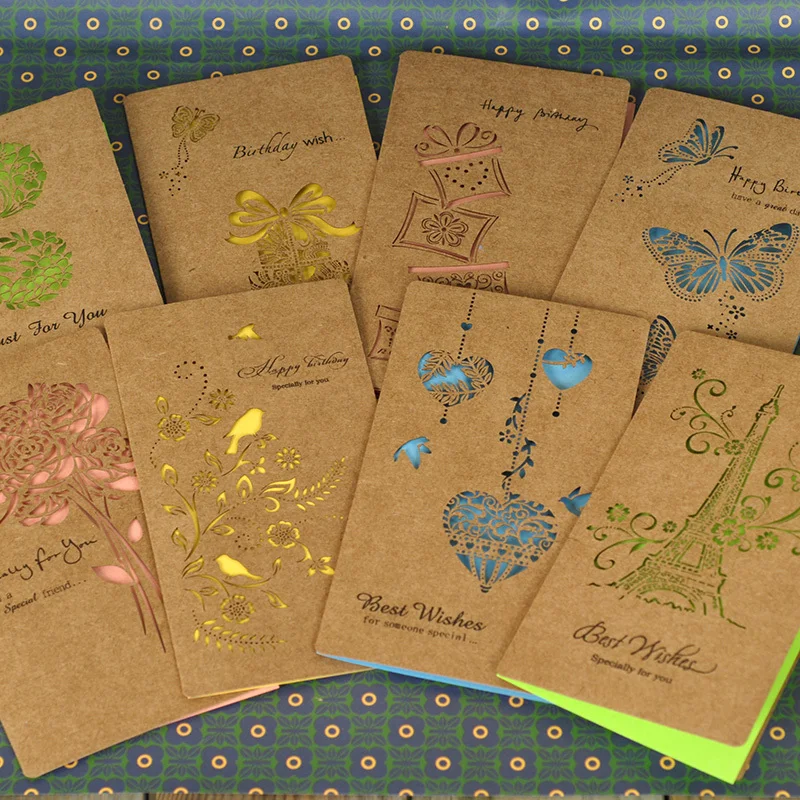 paper kraft greeting cards with envelope8 designs laser