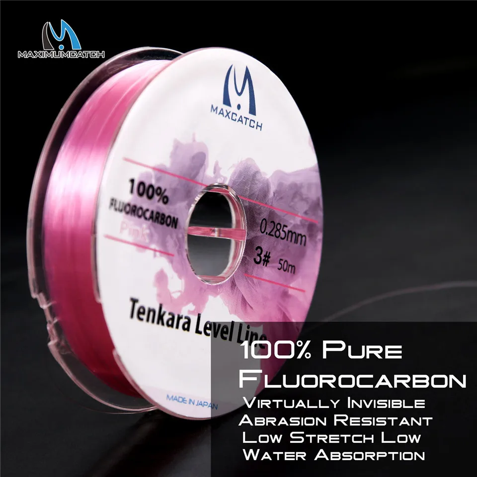Maximumcatch Tenkara مستوى خط 30 M 2.5 #/3.0 # فلوريد الوردي Tenkara صنارة صيد السمك بذبابة الصيد الصناعية
