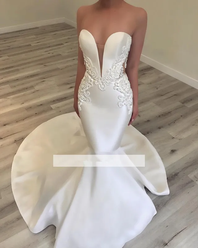 Vestido De Noiva 2018 кружевное свадебное платье длинное с аппликацией в виде Русалочки
