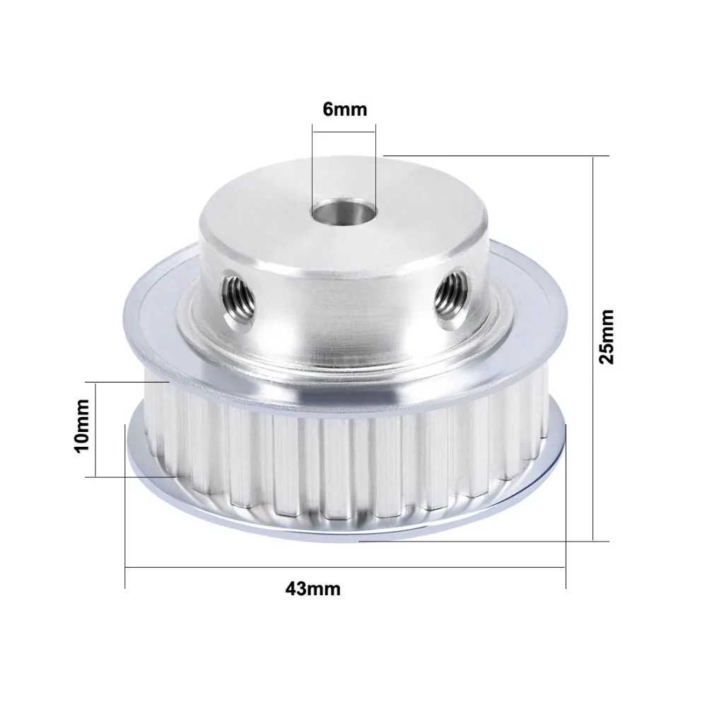 Uxcell 8 размеров алюминиевый XL 18T 24T 12T 25T 10T 19T 16T 20T двойной фланец 6 мм Диаметр ремня ГРМ шкив для 10 мм ремень 3d принтер CNC