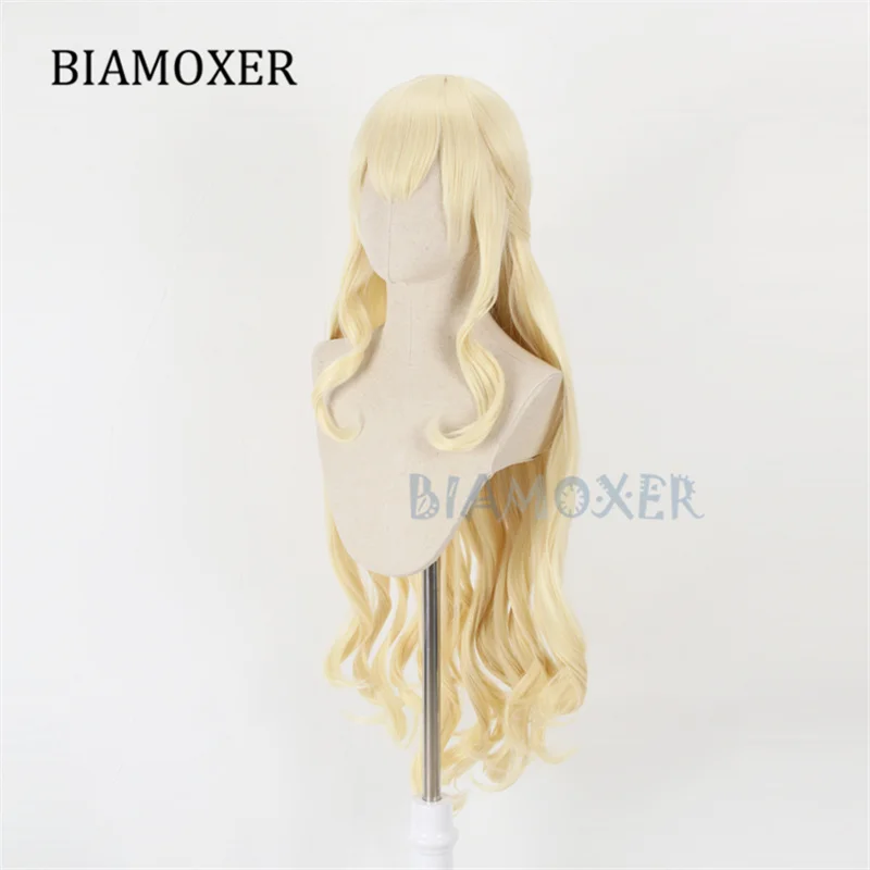 100 см аниме Goblin Slayer Priestess Cosplay Wig светло Золотые длинные прямые волосы парики| |
