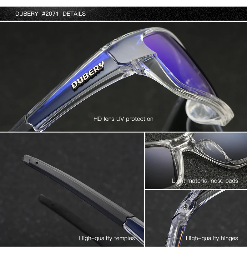 DUBERY для мужчин's поляризационные очки для вождения Рыбалка Спорт солнцезащитные очки для мужчин женщин Роскошные брендовая Дизайнерская