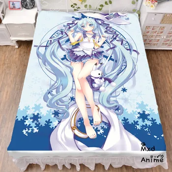 

Japanese Anime Hatsune Miku Snow Miku Bed sheet Throw Blanket Bedding Coverlet Cosplay Gifts Flat Sheet cd033