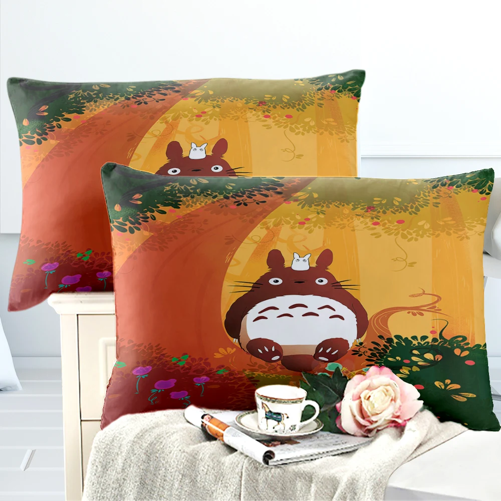 Комплект постельного белья пододеяльник мультфильм кровать totoro постельное белье цветок плоский лист с двумя наволочками Твин