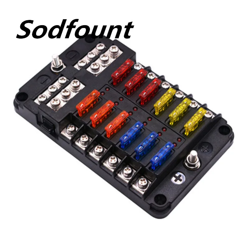 

1pcs 32V 100A Automotive Car fuse box power plug type 12 into 12 way fuse box seat with LED indicator