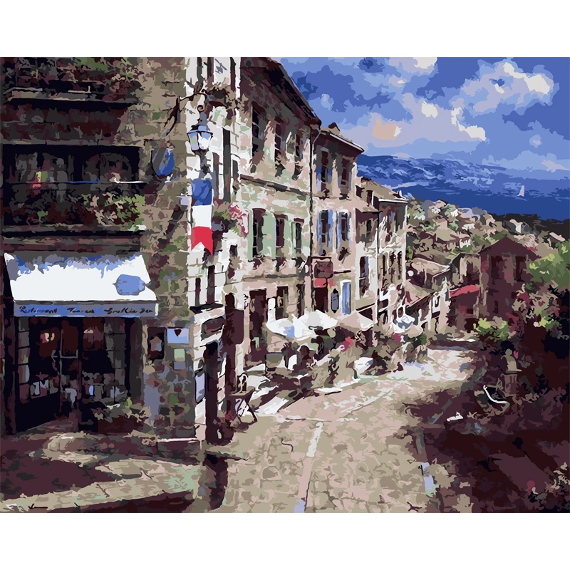 Europe small town charm DIY Painting By Numbers Acrylic Paint By Numbers HandPainted Oil