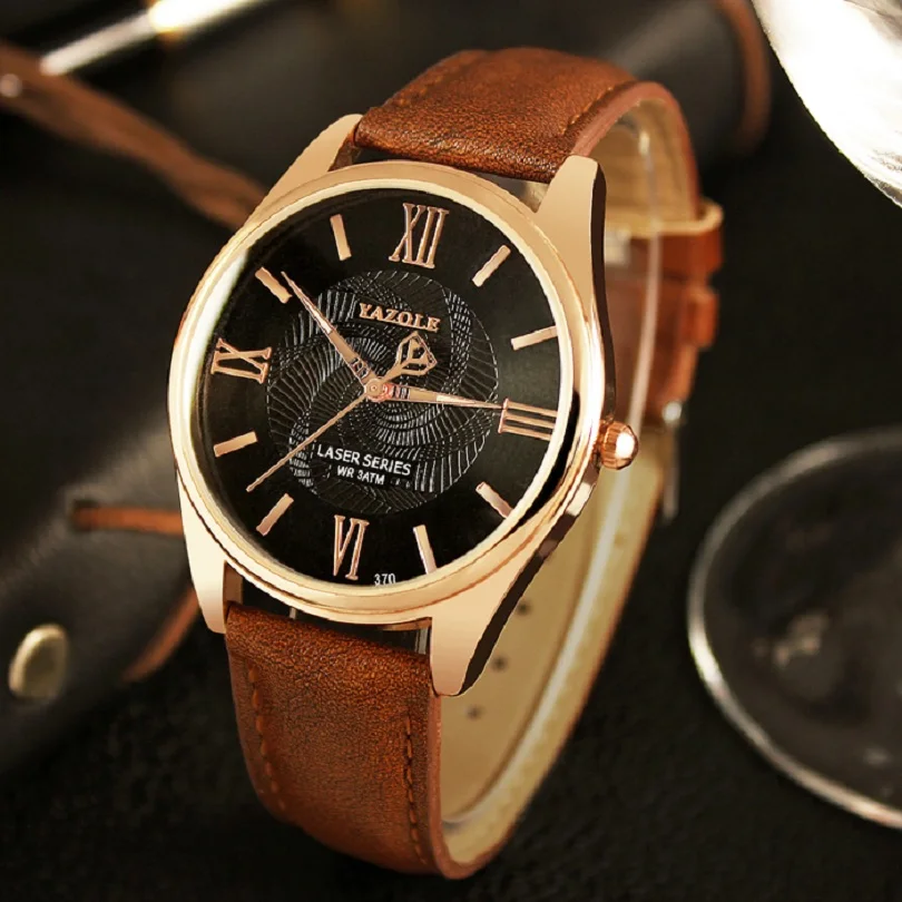 

Top Brand Luxury Men Watches PU Leather Band Analog Quartz Male Wristwatches Relogio Masculino clock dropshipping Black
