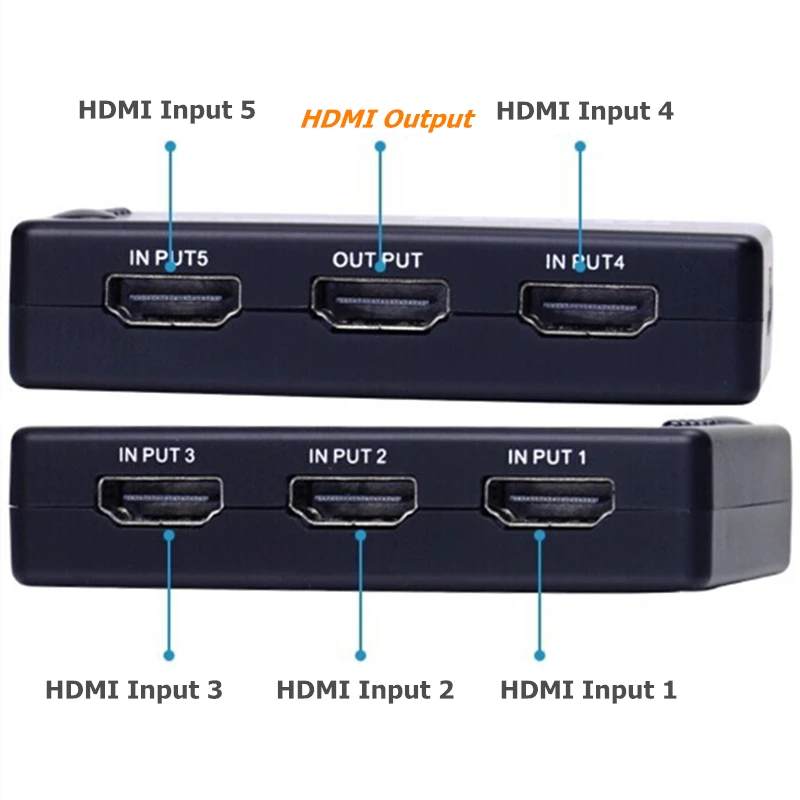Trumsoon HDMI HUB HDMI Splitter 3 or 5 Ports switch in 1 1080P 4K HDMI 3X1 5X1 Switcher with IR Remote for HDTV DVD PS3
