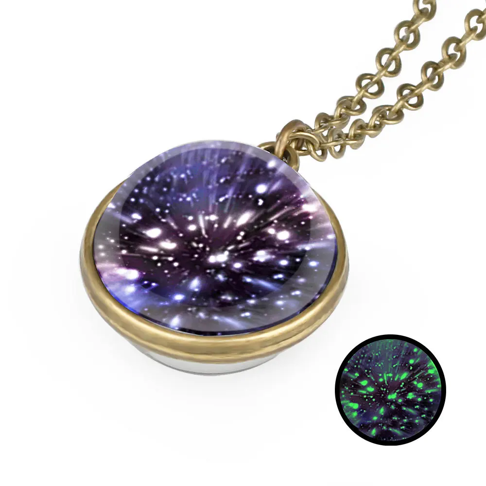 Fashion accessories universe Galaxy star double-sided glass ball time stone necklace pendant creative sweater chain hot sale | Украшения и