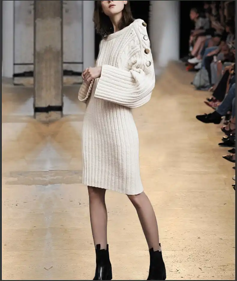 white midi sweater dress