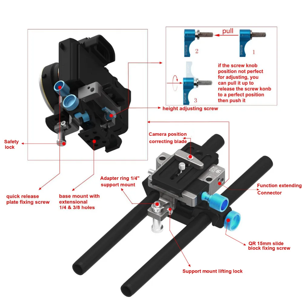 FOTGA DP500III PRO Matte Box+ A/B стоп-фокус+ опорная пластина+ ручка DSLR Rig Kit