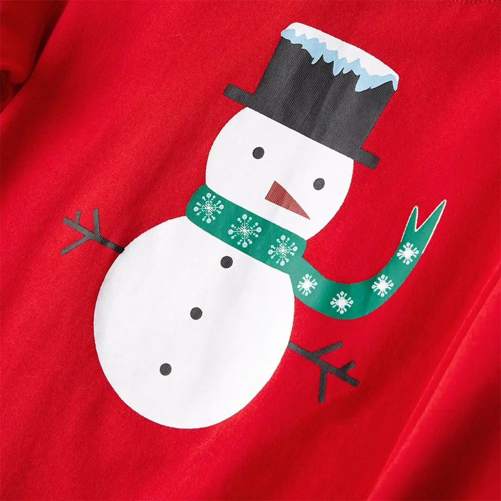 PatPat/Новинка; сезон осень-зима; праздничные красные рождественские топы со снеговиком и штаны в полоску для родителей и детей; Семейные пижамы