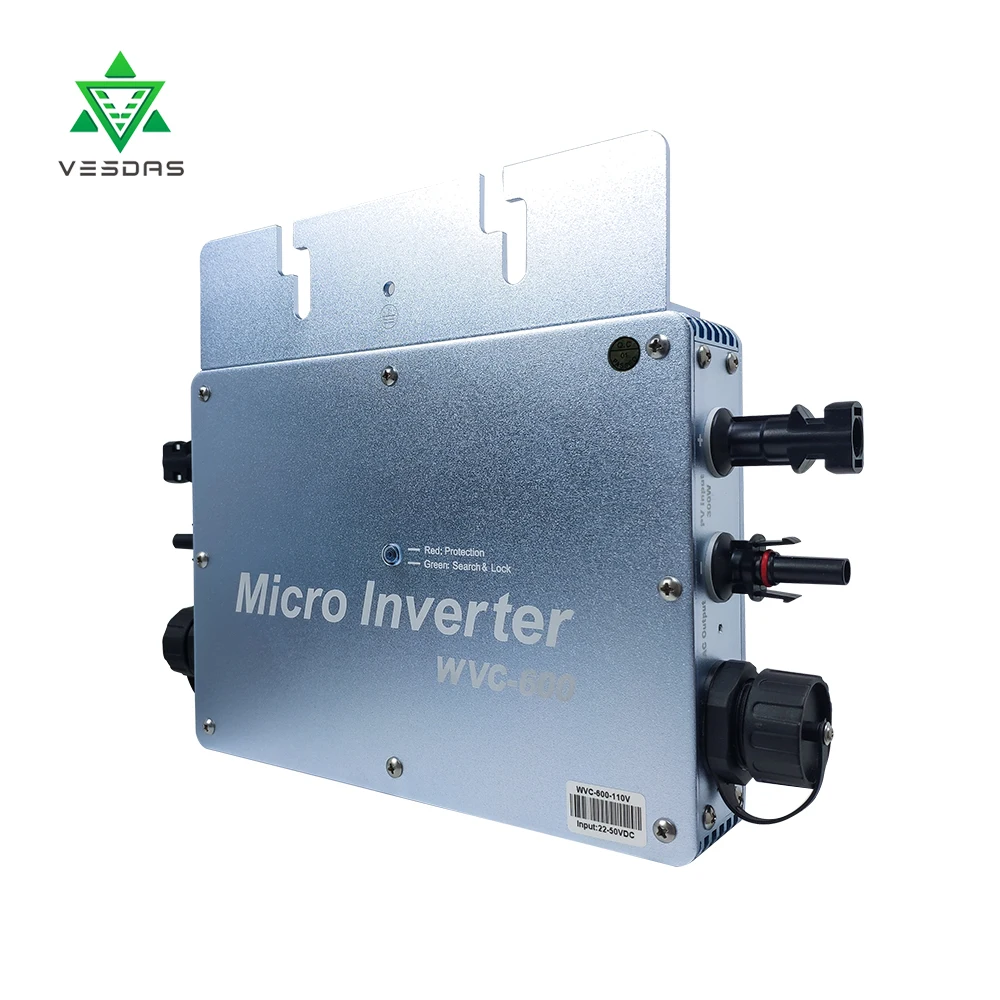 

Vesdas Waterproof IP65 600W MPPT Grid Tie Micro Solar Inverter 22-50VDC to AC110V/220V