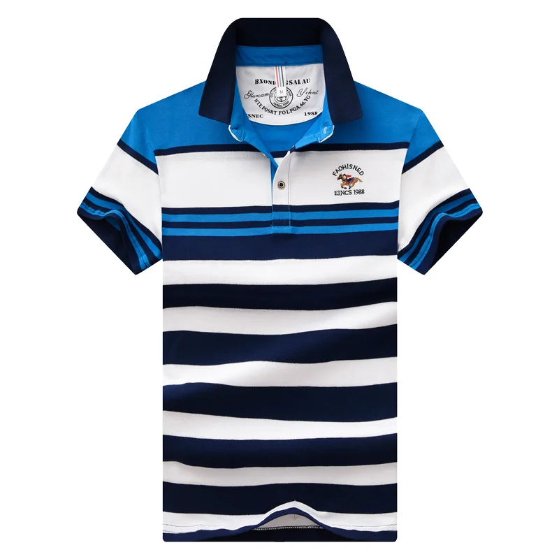  2018 High quality brand polo shirt new summer casual striped cotton men short sleeves polo Contrast