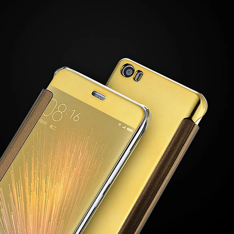 xiaomi 5 case lectroplating Mirror Smart Flip Slim Clear Transparent