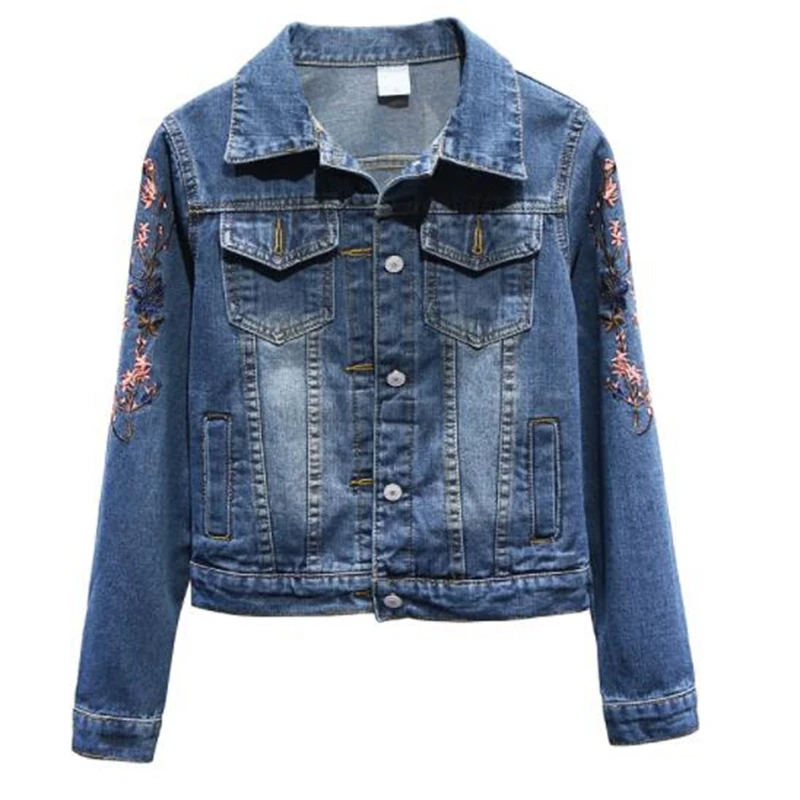 

Denim jacket female short paragraph 2019 spring and autumn new wild small fresh slim slimming embroidered jacket top