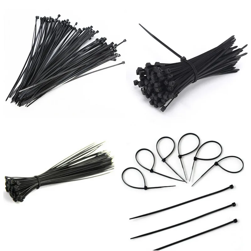 

Self-Locking Plastic Nylon Wire Cable Zip Ties 100pcs Black White Cable Ties Fasten Loop Cable Various Specifications