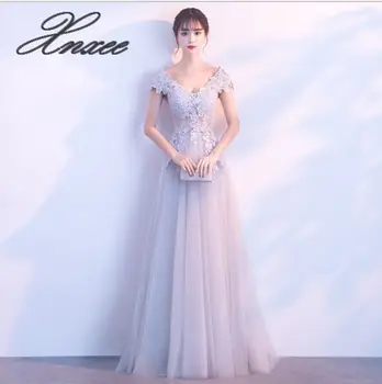 

2020 summer new dignified atmosphere was thin V-neck sexy banquet host dress