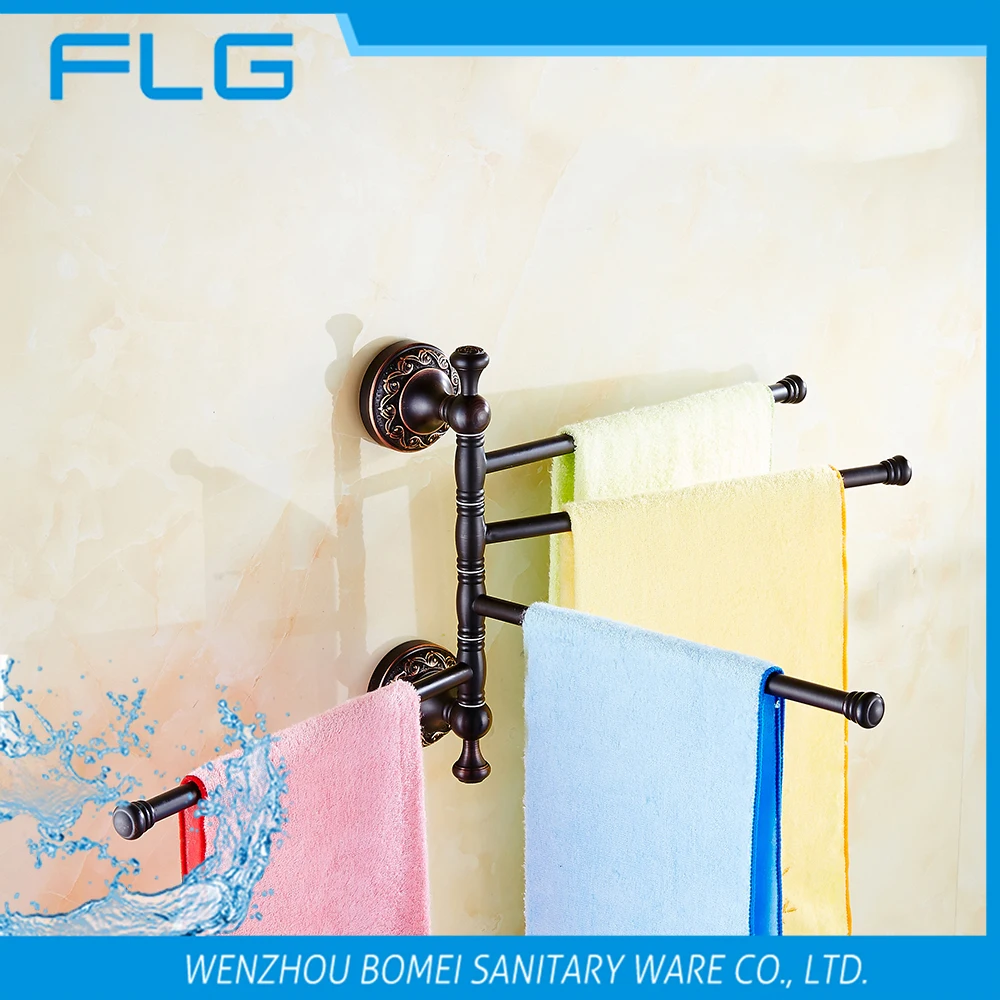 

FLG5417 Towel Bar Wall Mounted Oil Rubbed Bronze Art Curving BaseFour Bars Towel Bar