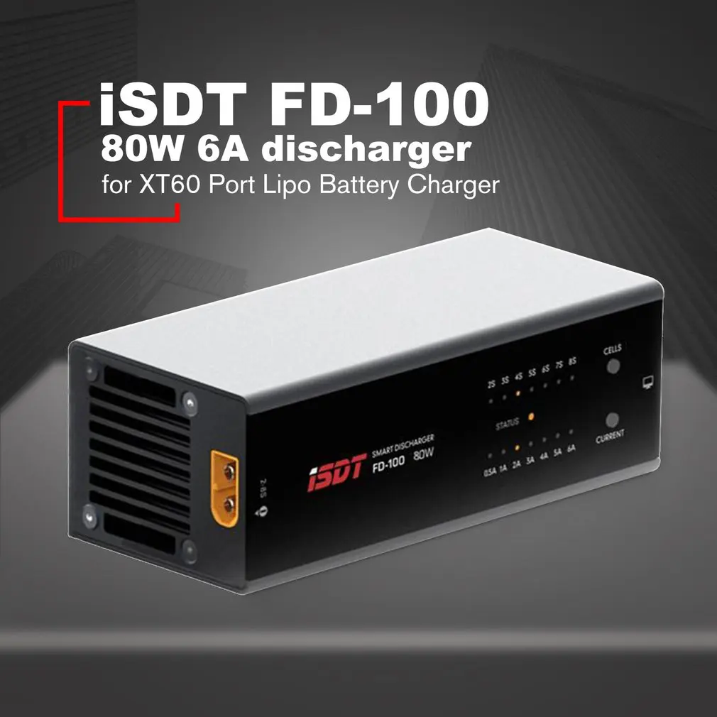 

ISDT FD-100 80W 6A Smart Control Discharger for 2S-8S Lipo Battery for RC Models User Charging XT60 Port Charger