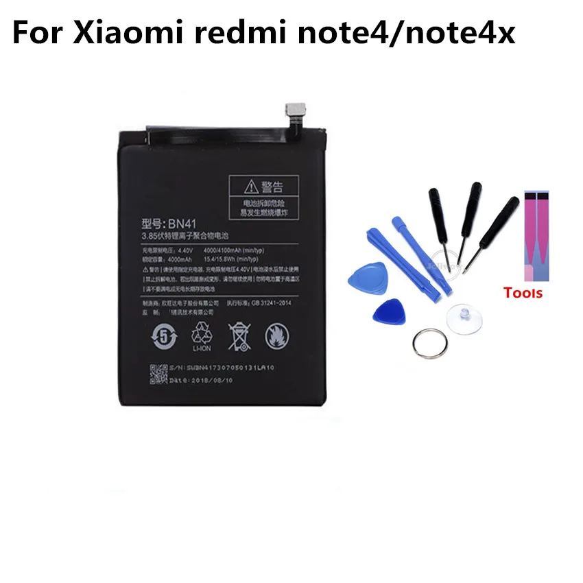 

BM41 Mobile Phone Battery For Xiaomi Redmi Note 4X PRO & note4 note 4 Real Capacity 4100mAh Replacement Li-ion Battery