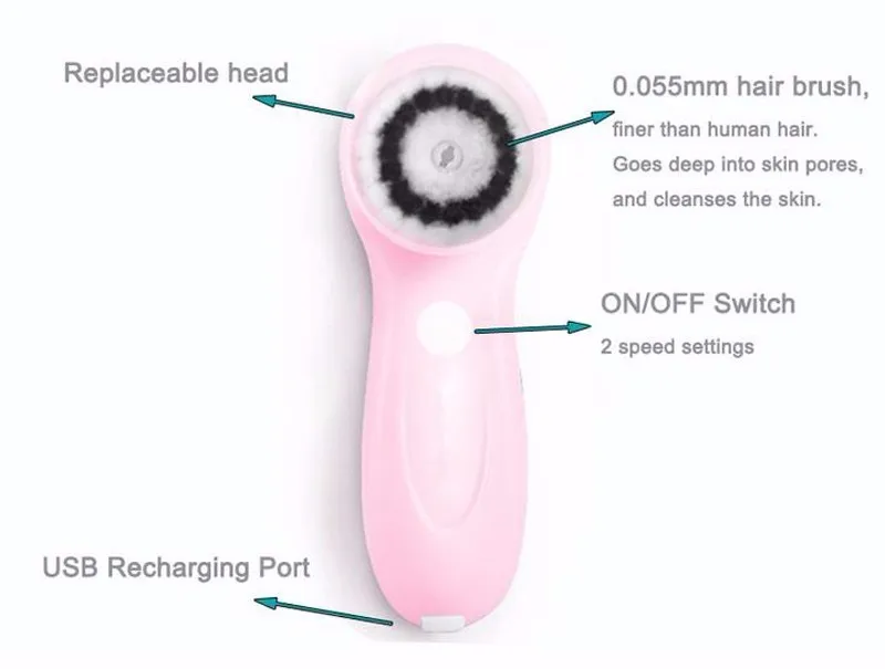 3 головки/набор многофункциональное электрическое очищающее средство для лица Usb аккумуляторный для лица щетка для уборки машина уход за кожей лица Инструменты