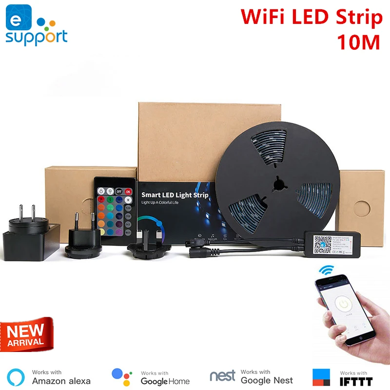 

eWeLink 10M Home automation Smart Home LED Light Strip Dimmable Waterproof Flexible RGB Strip Lights Work with Alexa Google Home