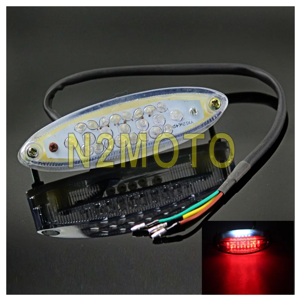 buy E mark Universal Clear Taillight 23pcs LED With 5pcs License Plate Tail Light Fit Custom Mototcycle Chopper KTM ATV Dirt Bikes