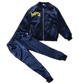 

Girls' Spring and Autumn Sport Suits Coat +pant Two Pieces of Little Kids Athletic Jacket Blue Pink Color 2-12 Ages