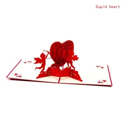 3D Pop Up Поздравительные открытки Подарочная открытка на день рождения красное сердце фестиваль карты Винтаж приглашение брак любовные