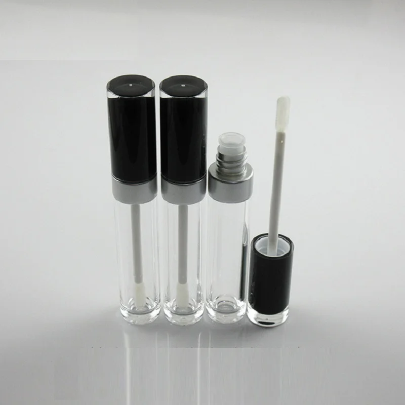

Empty 8 ML Lip Gloss Tubes Round Clear Eyelash Growth Liquid Tube Cosmetic Container Makeup Lipgloss Packaging with Black Cap