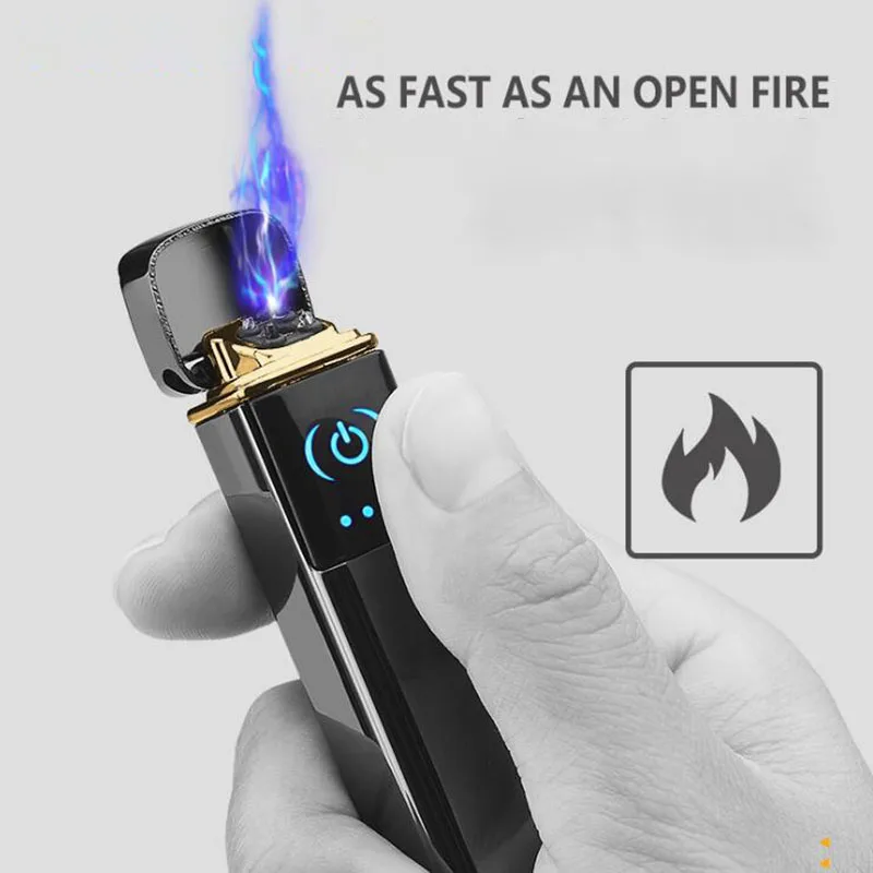 

New Arrival Metal Fingerprint Induction Lighter Charging Windproof Small Creative USB Electronic Cigarette Lighter Men's Gifts