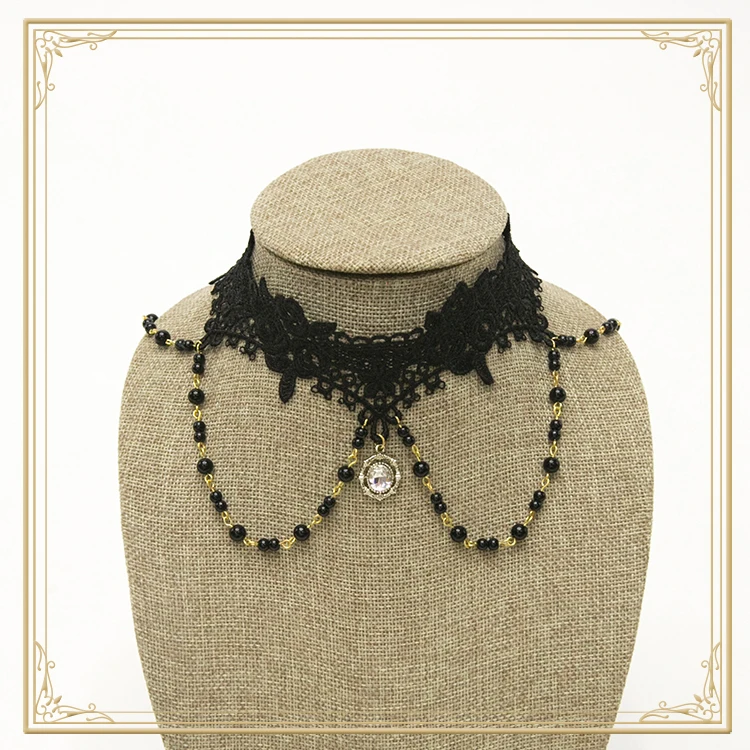 

Nereid Elegant Handmade Vintage Floral Lace Pearl Pendant Necklace Lolita Accessory Sweet DIY