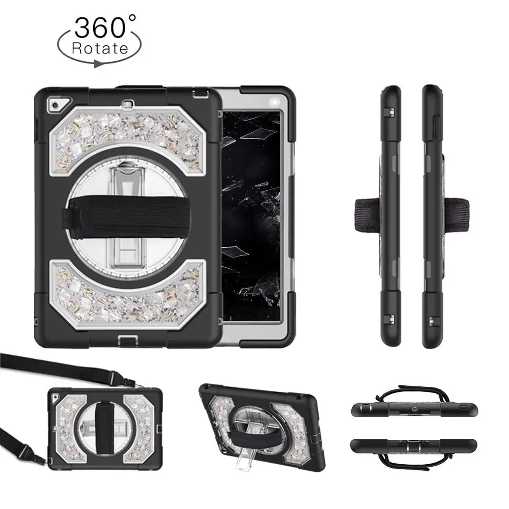 

Case for iPad 2018 2017 9.7 inch 5th 6th Generation Protective Shell w/ Pen Holder Shoulder Strap A1954 A1893 A1822 A1823 FHL06