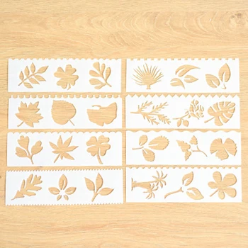 

8 pcs/lot Leaves Layering Stencils for Walls Painting Drawing Ruler DIY Scrapbooking Stamp Decoration Embossing Crafts