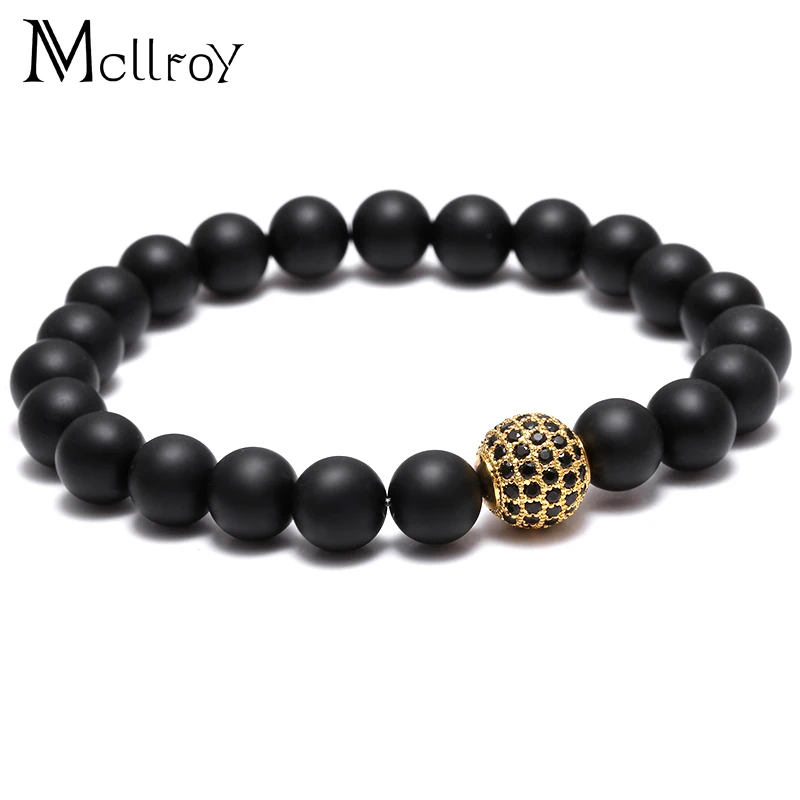 

Mcllroy Lucky Gem New Fashion Natural Black Mantra Prayer Beads Buddha Bracelet for Women and Mens Pulseras Masculina