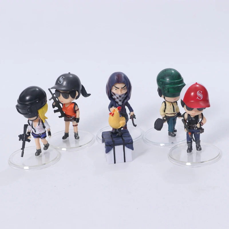 

6pcs/set Playerunknown's BattleGrounds PUBG Winner Chicken Q Version PVC Action Figures Toys