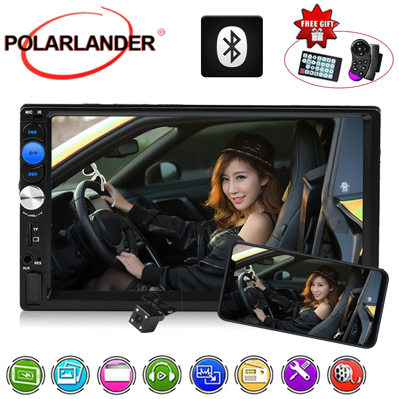 Screen Mirroring 7'' Touch Screen Car Radio Stereo Bluetooth 2 DIN