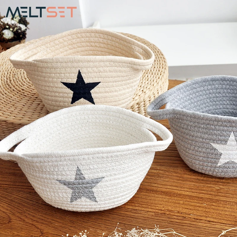 

Nordic Linen Storage Basket Handmade Clothes Laundry Basket Natural Fabric Baby Toys Foldable Organizer Candy Gadgets Holder