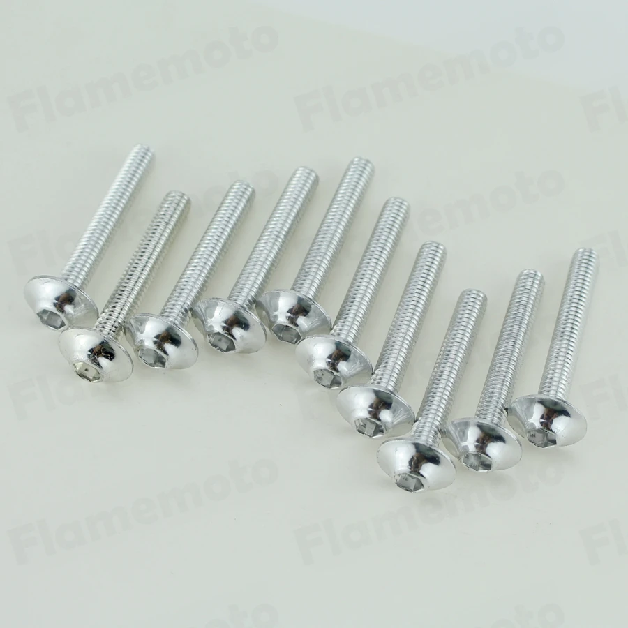 

10pcs Motorcycle Bolts Screw M6 x 40mm Chrome Aluminum adornment