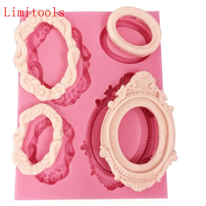 Fondant (сахарная) торт винтажная рама для зеркала силиконовые формы Пособия по