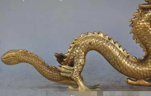 

S1847 13"13"chinese fengshui bronze copper Running zodiac animal dragon lucky statue