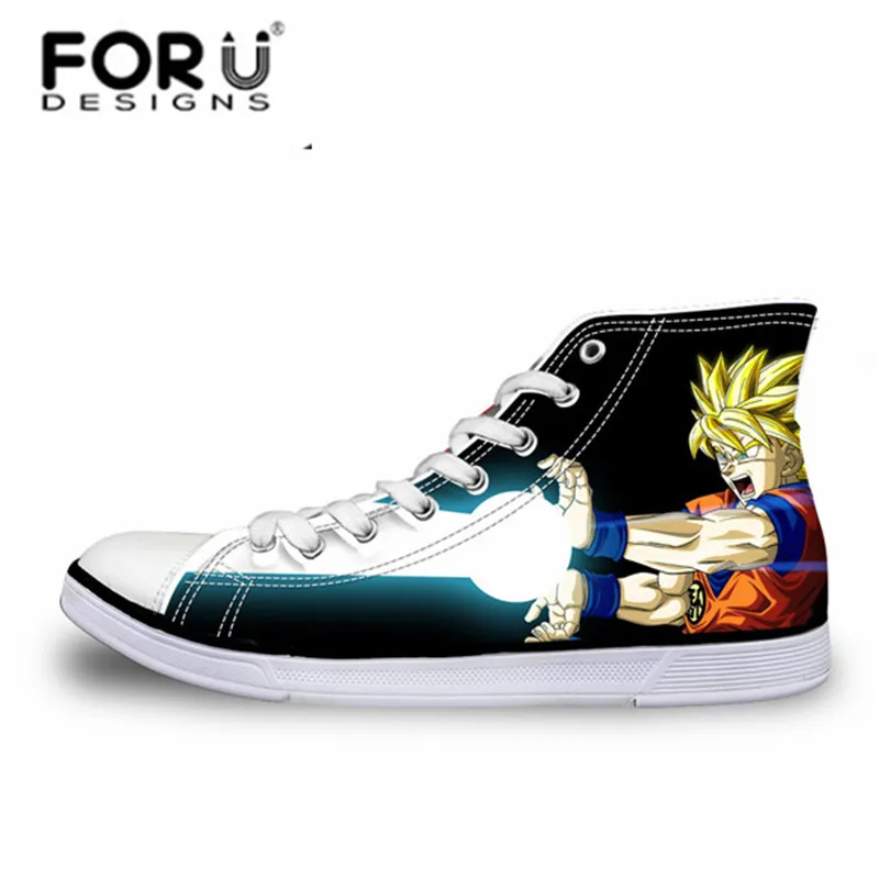 FORUDESIGNS/модные мужские высокие вулканизированные туфли в стиле аниме Dragon Ball Z; парусиновая обувь с принтом для мальчиков; осенние кроссовки - Цвет: H10137AK