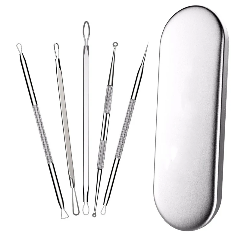 5pcs Blackhead Extractor Tools Acne Stick Blackhead Stick Needles Removal Kit Pimple Extractor Remover Tool Sets