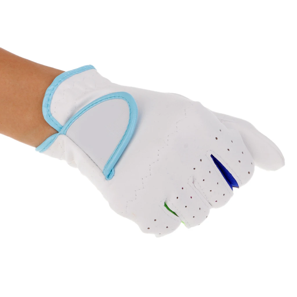 1 Pair Children Kids Golf Gloves Left Right Hand Full Finger Soft Breathable Pure Sheepskin with Premium Grip System Multicolor
