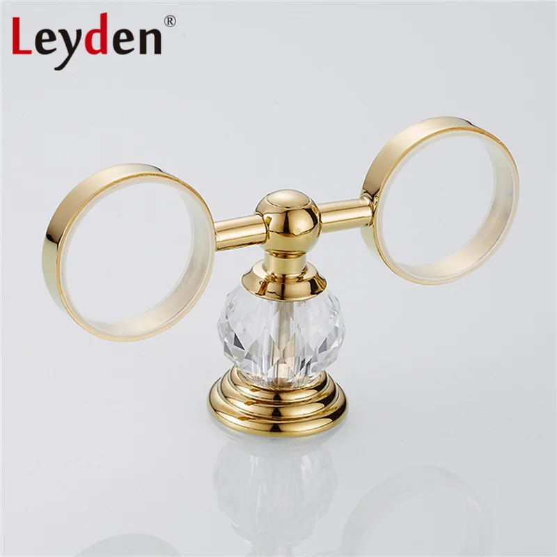 Leyden роскошный кристалл держатель зубной щетки хром/золото настенный стакан/электрическая зубная щетка держатель двойные чашки аксессуары для ванной комнаты