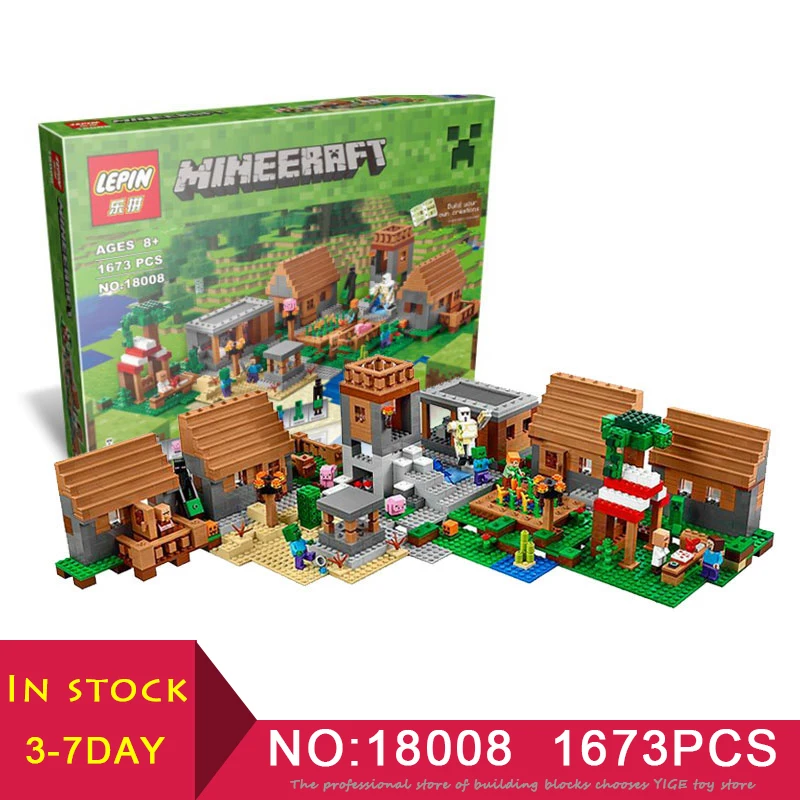 

LEPIN 18008 1673Pcs The Village Minecraft Set Building Blocks Bricks Model LegoINGlys 21128 My World Kids Toys Gift