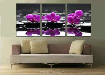 

Big modern home decor Wall Art Picture living room bedroom wall decor Purple orchid flower printed oil Painting on Canvas art