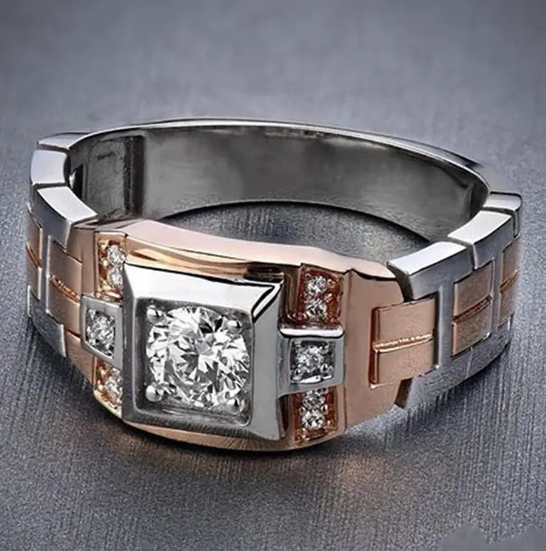 Современный три ряда два тона мужское кольцо в стиле хип-хоп роскошный бренд Геометрические заполненные свадебное фианитовое кольцо подарок для женщин Z5M339 - Цвет основного камня: Ring M340